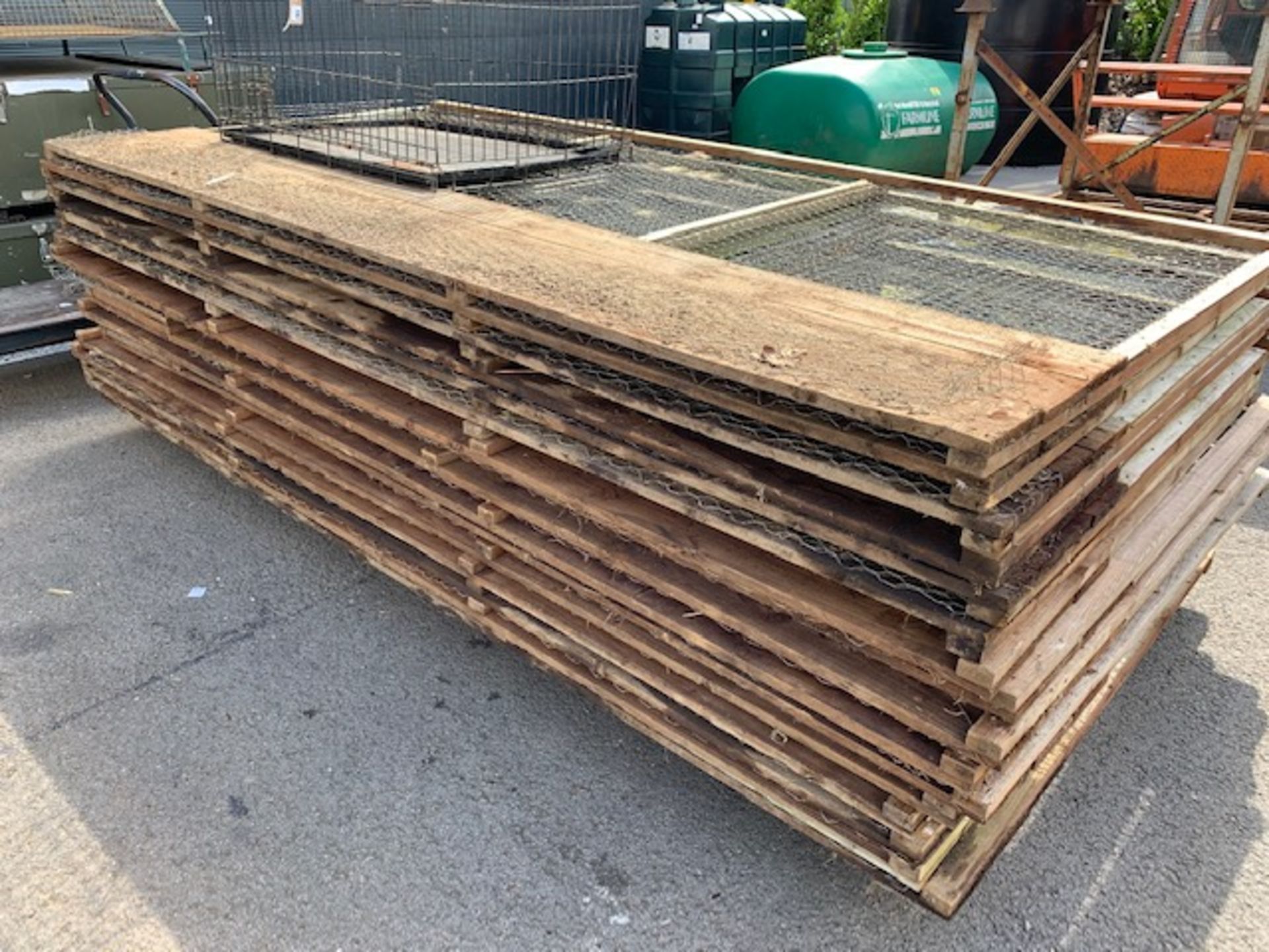 Quantity of wood and wire mesh Partridge pen panels