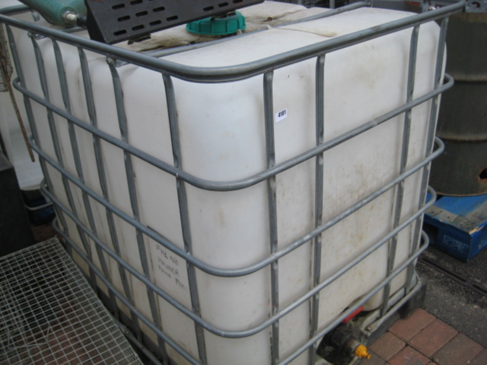 IBC water container in galvanized stillage