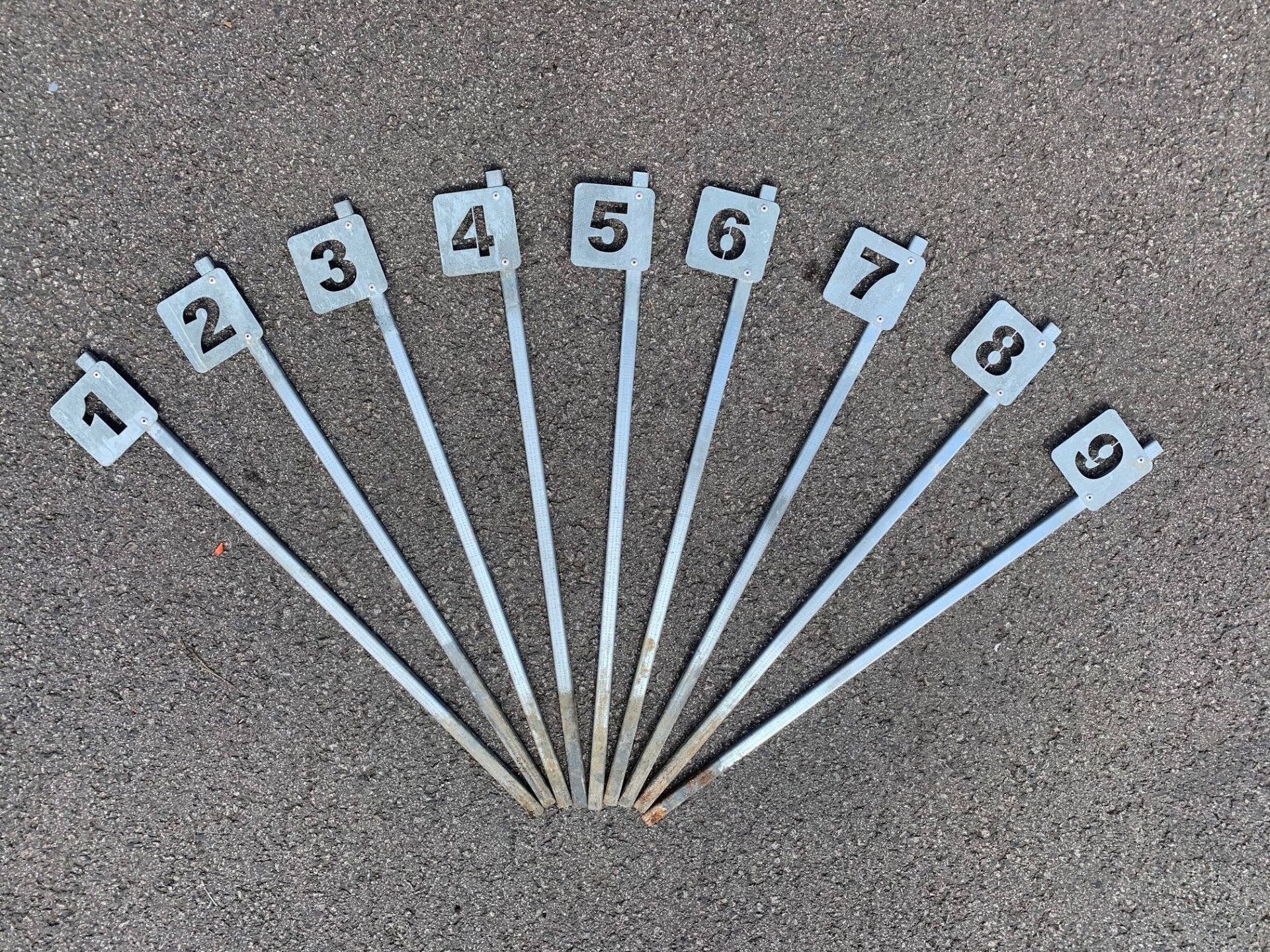Set of galvanized gun peg numbers 1-9