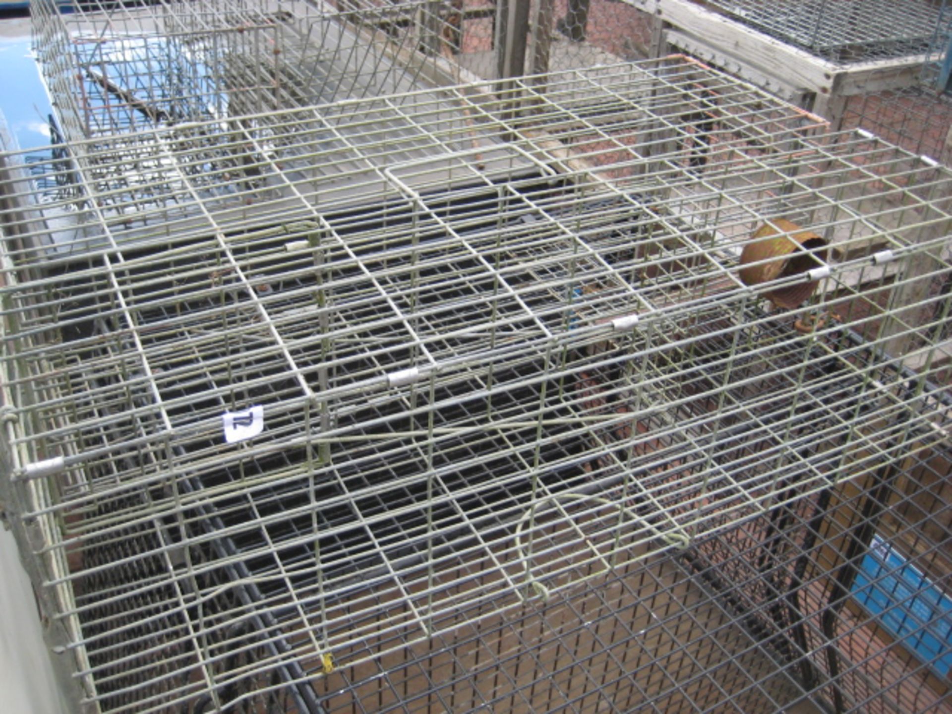 8 various galvanized wire cage traps