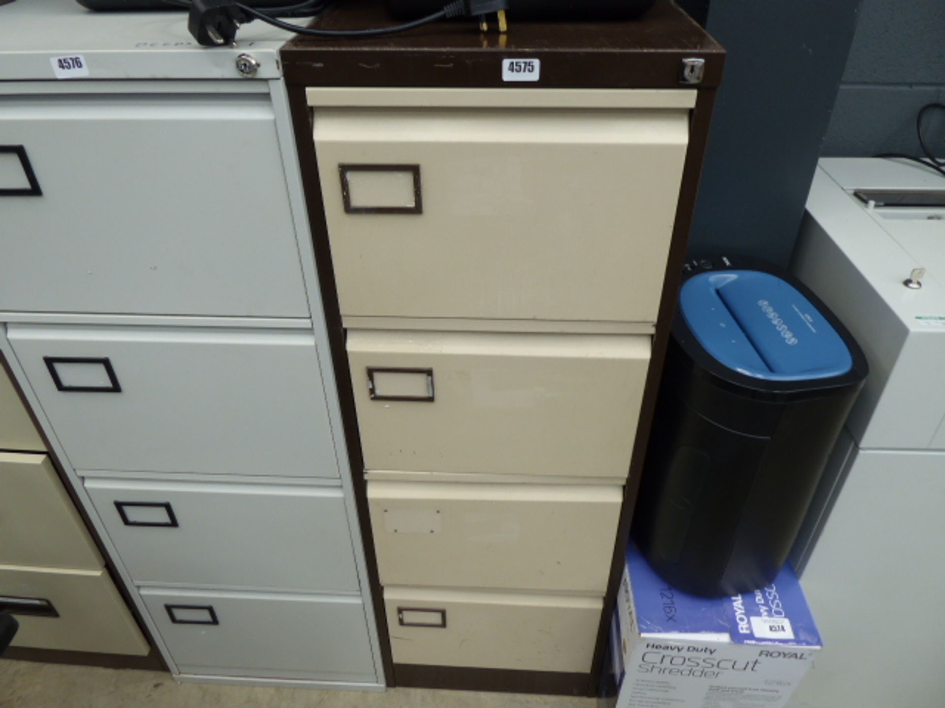 Coffee and cream metal 4 drawer filing cabinet