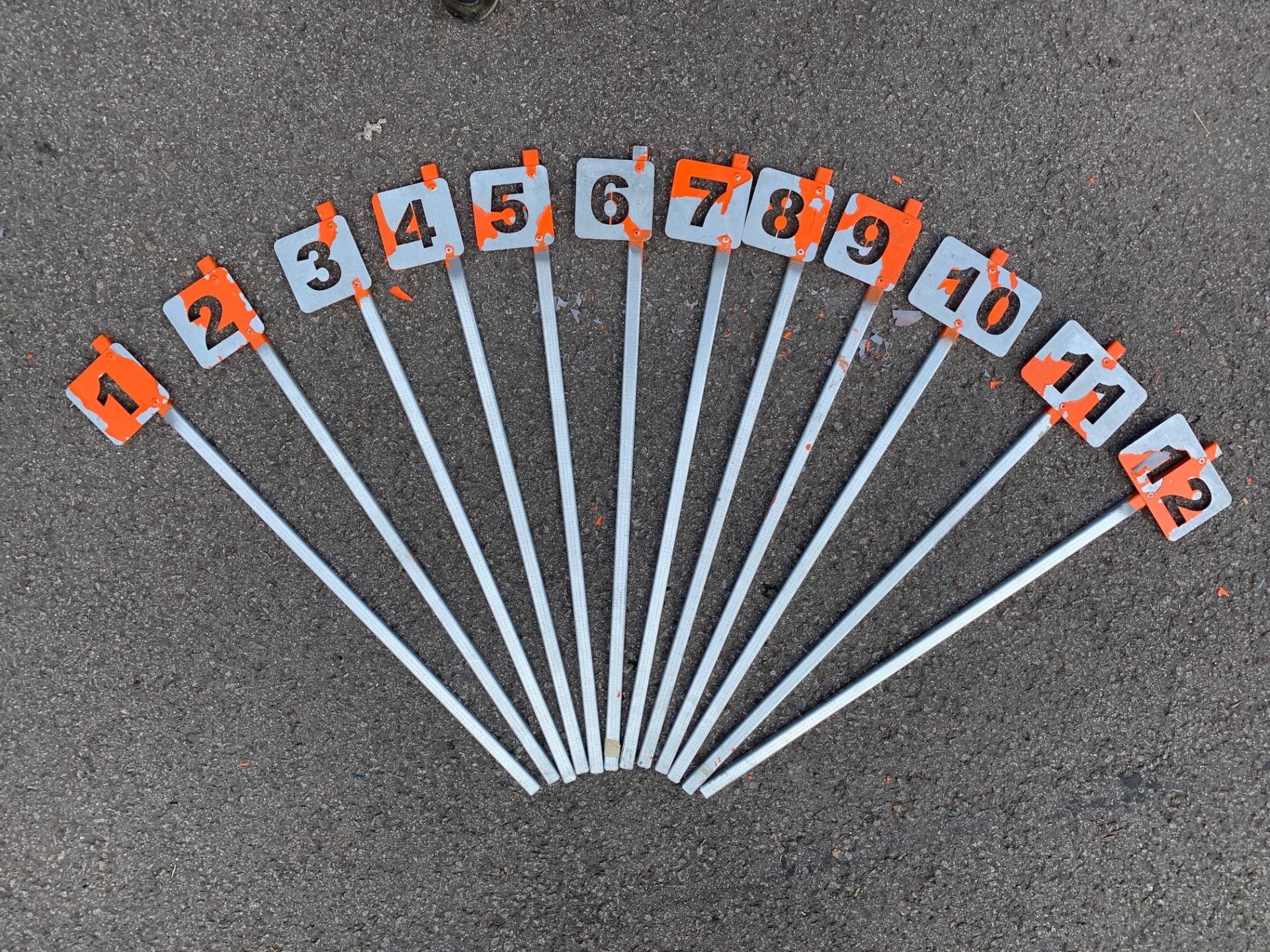 Set of galvanized gun peg numbers 1-12