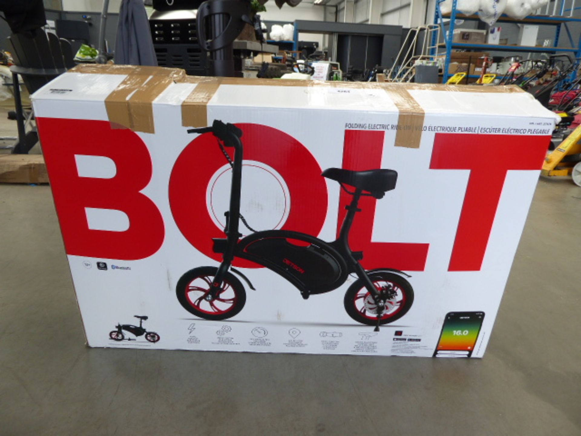 Boxed Jetson bolt electric bike with charging lead