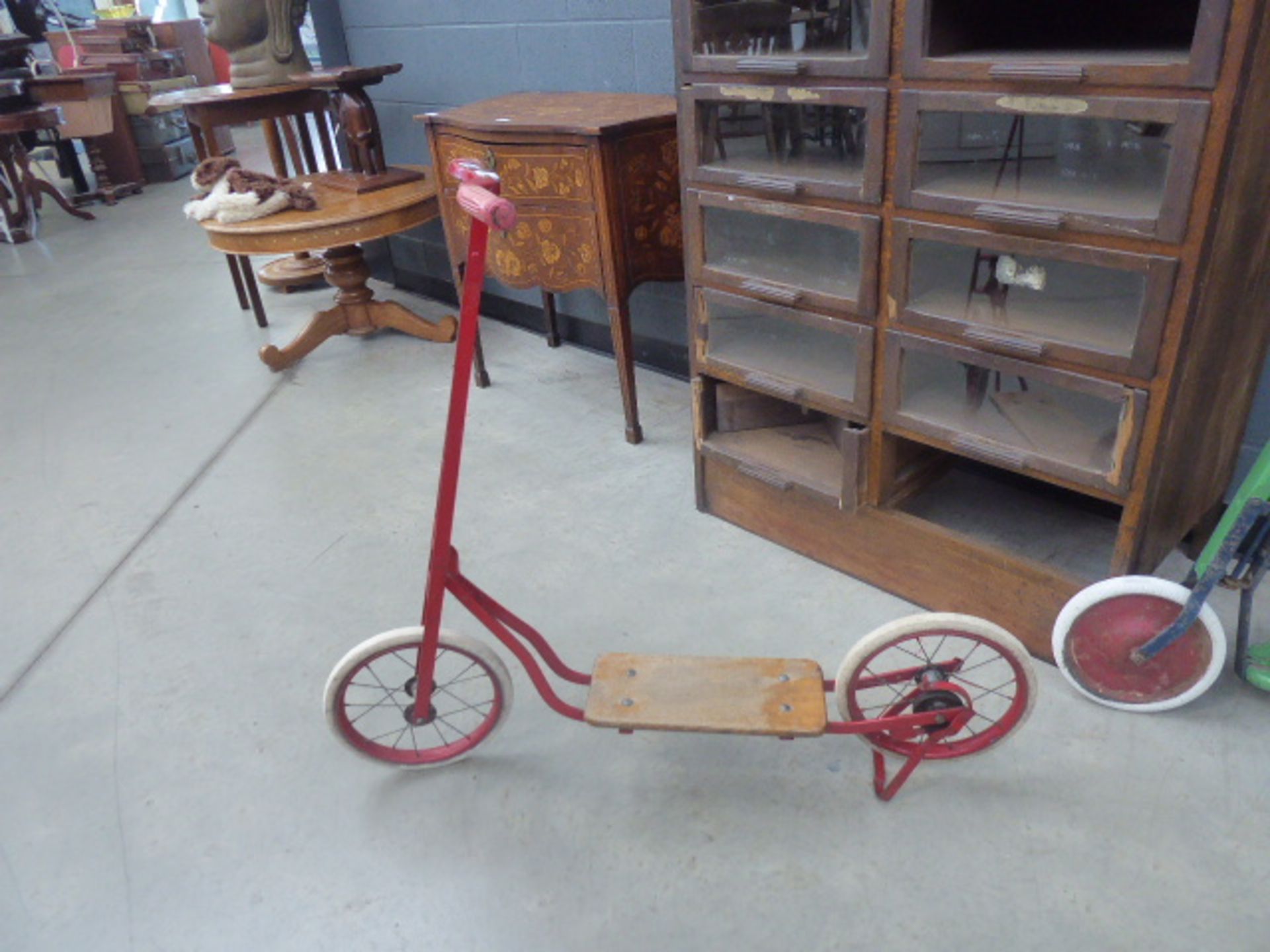 Metal framed 1950's scooter in red