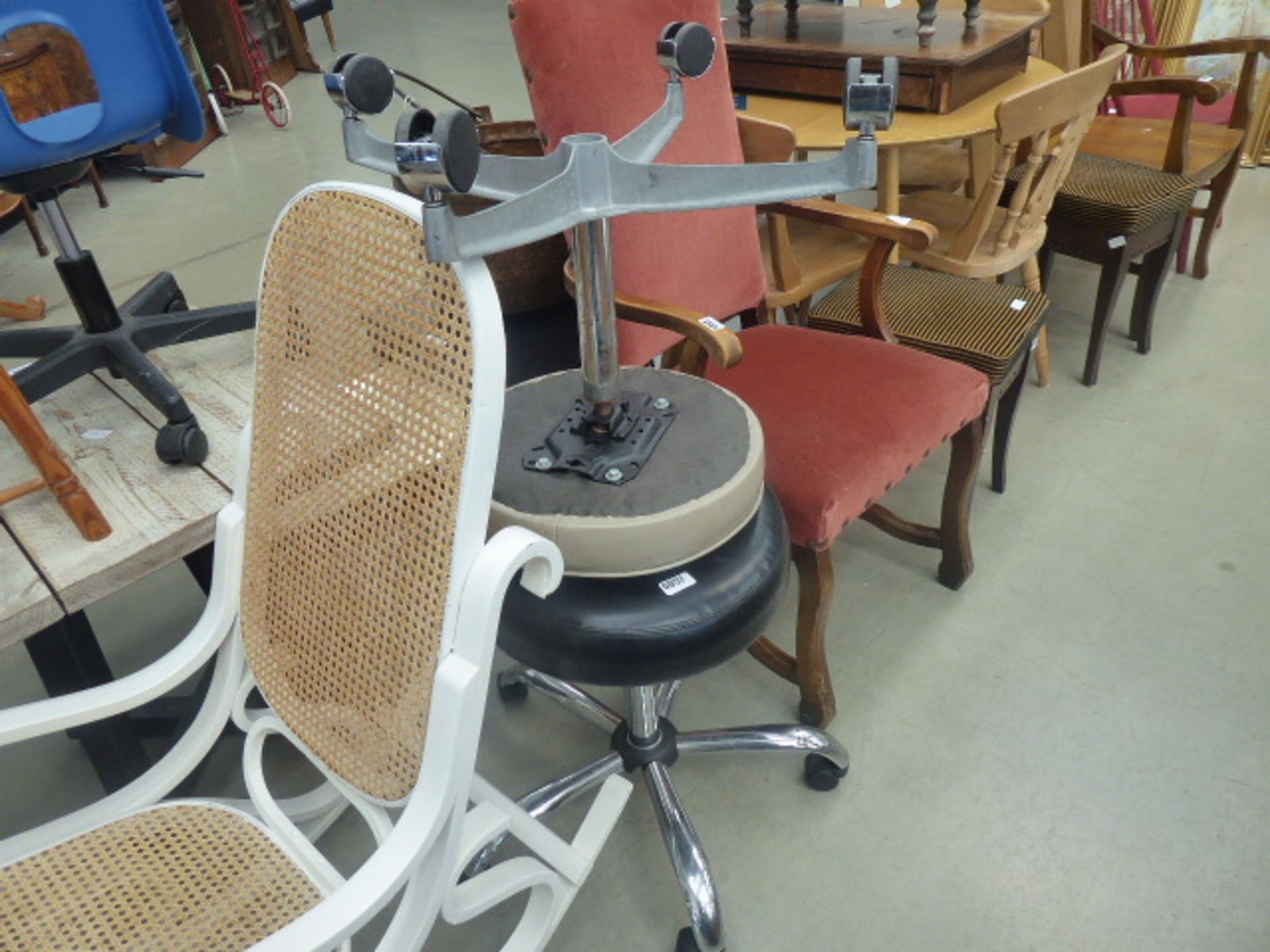 5265 Black stool on chrome base together with a grey seated stool