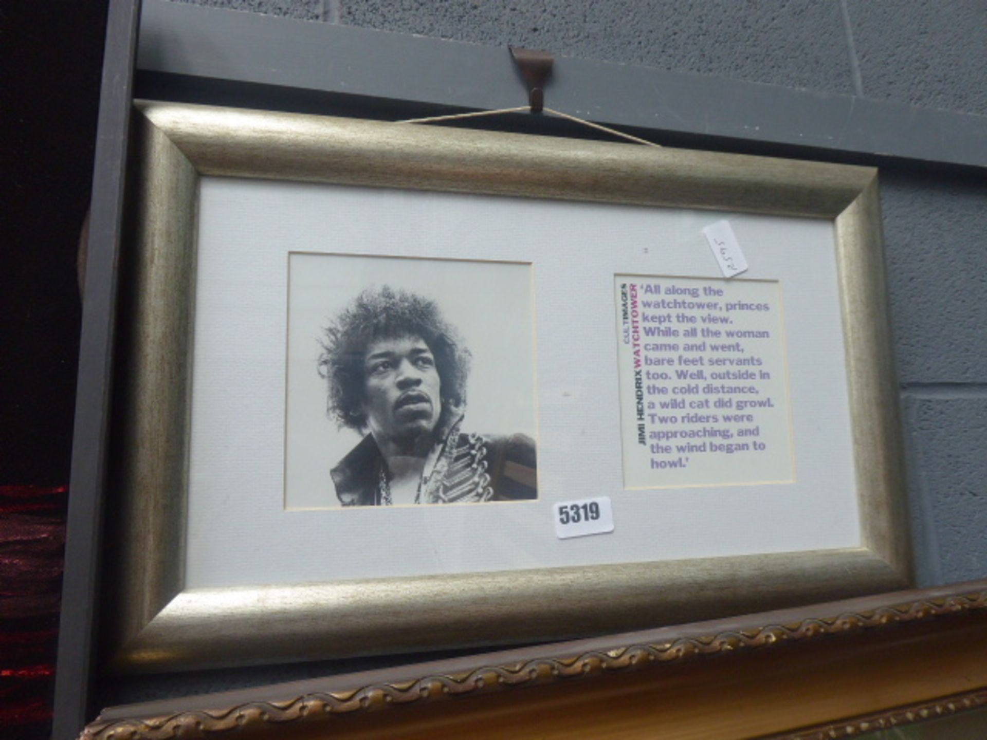 Jimi Hendrix wall hanging with words to Watchtower