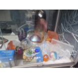 Collection of glass vases, paperweights and ornaments