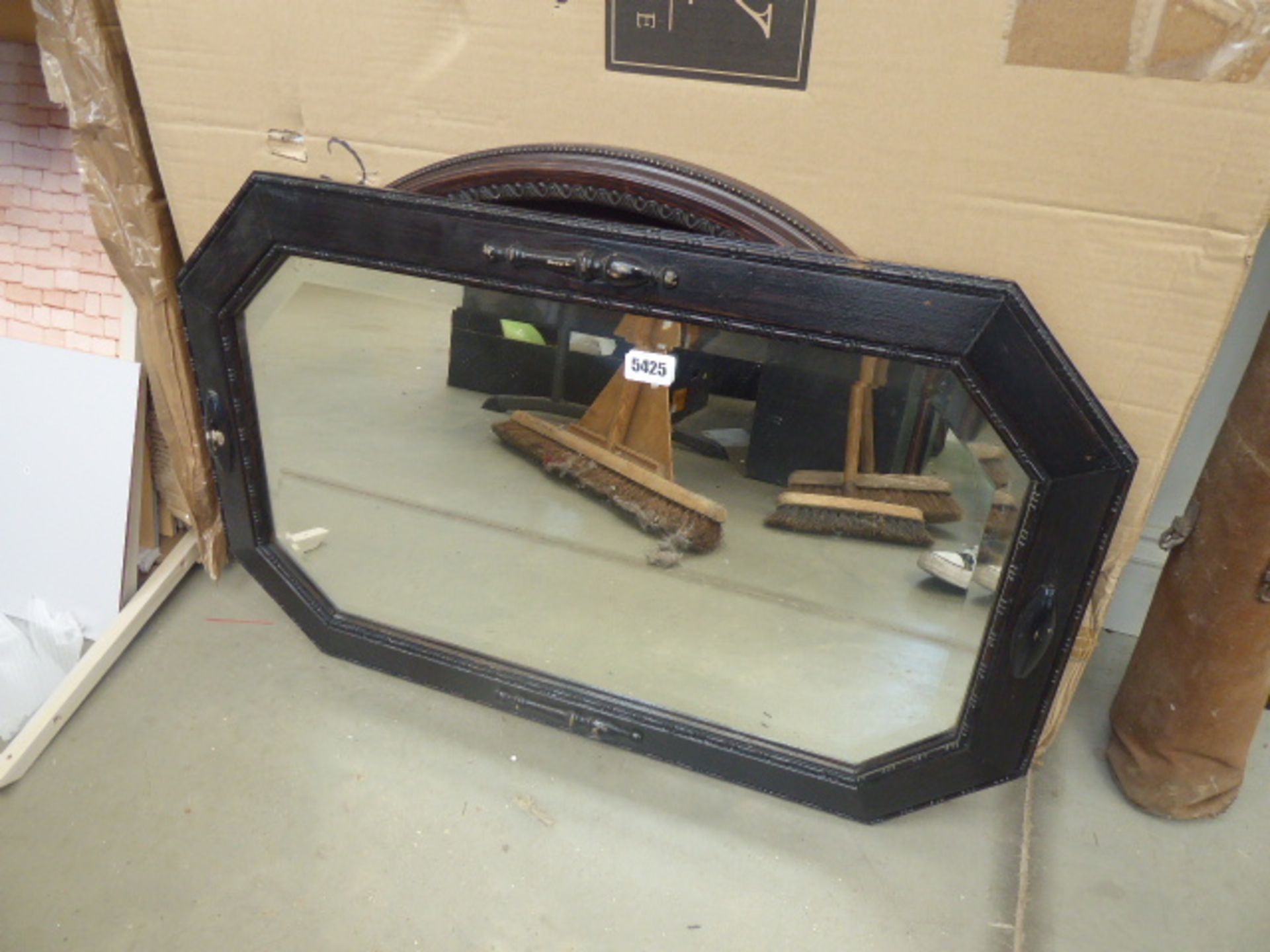 (15) 2 bevelled mirrors in dark wood frames