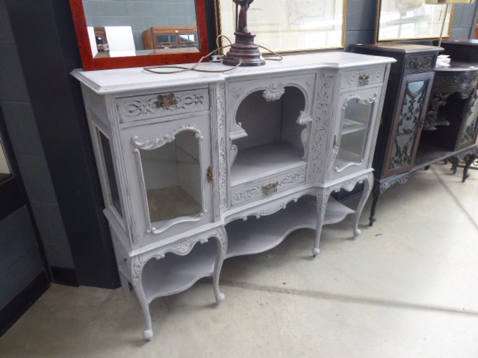 Light grey painted Victorian side cabinet