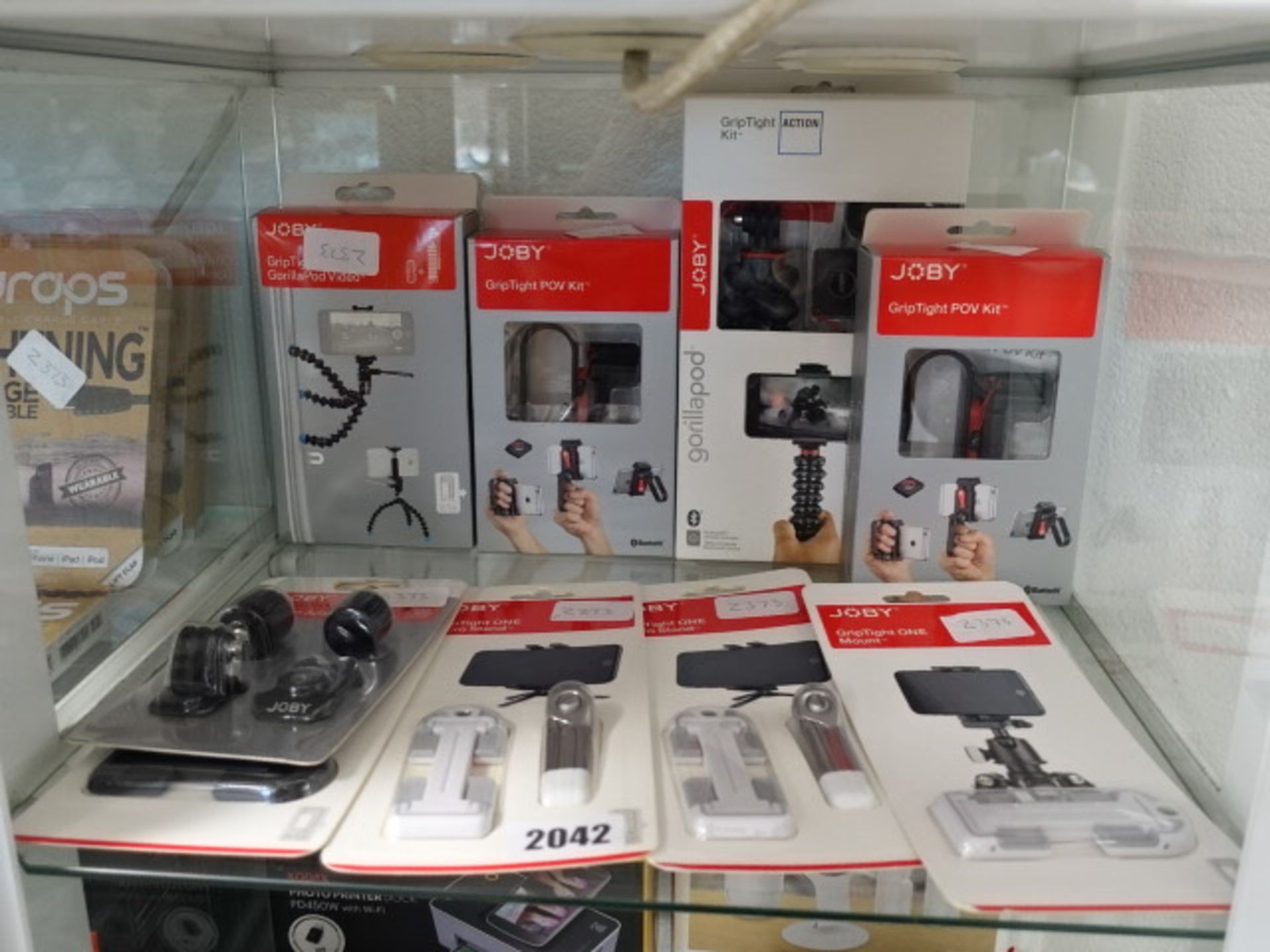 Selection of Joby mobile phone grips, mini tripods, attachments, etc