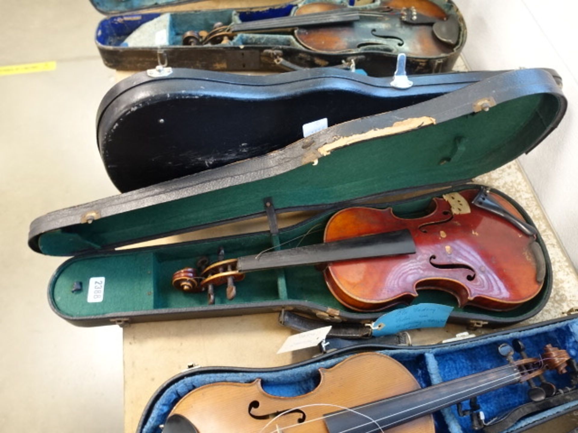 Old factory violin in case