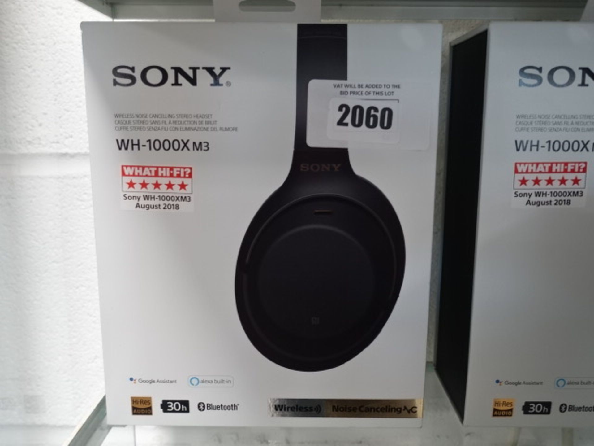 Sony WH-1000XM3 wireless noise cancelling headphones with box