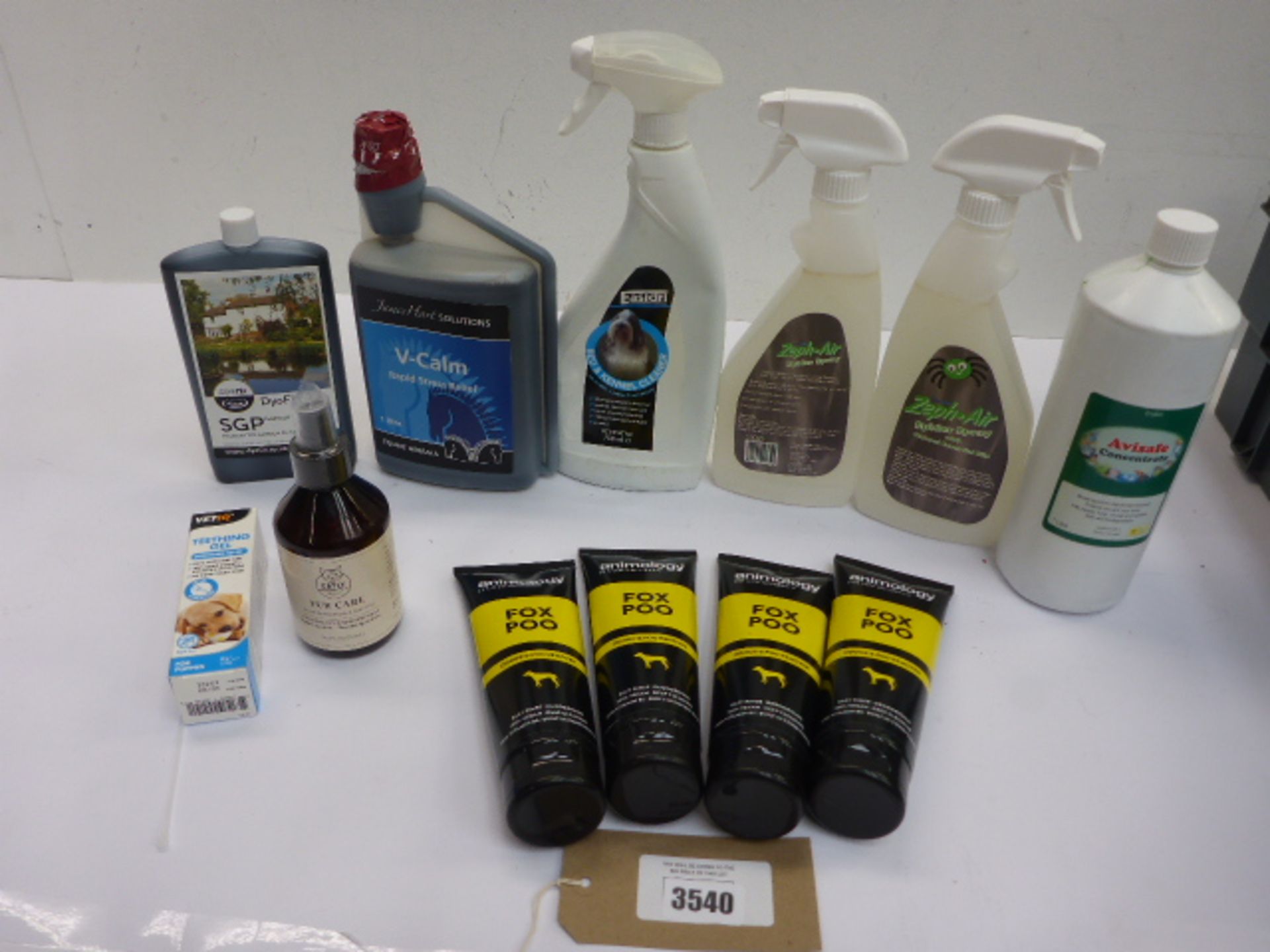 Pet products including stress relief, kennel cleaner, fur car, odour & poo remover etc