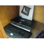 Dell laptop with stand and keyboard