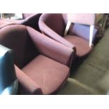 Pair of maroon fleck upholstered tub style bar seats by Ace Contract Furniture