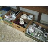 4 boxes of various household bric a brac, vases, glassware, etc.