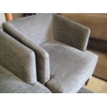 Pair of charcoal upholstered tub style restaurant seats