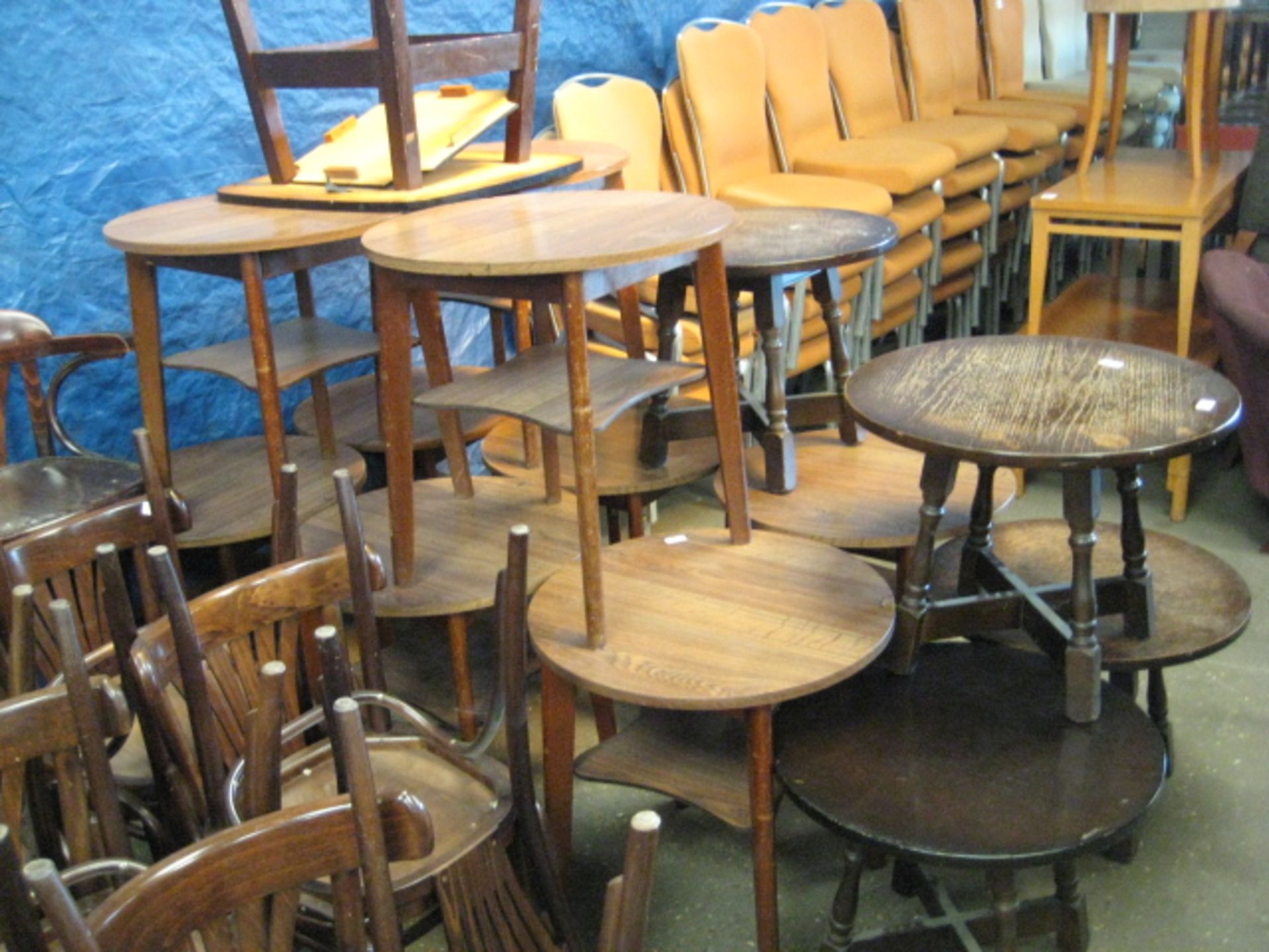 Collection of 14 various wooden bar tables