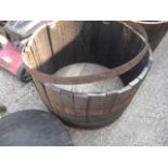 (1185) XL half barrel garden planter