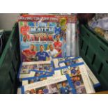 Crate of football related magazines and collectors cards