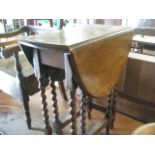 Oak barley twist gate leg drop leaf occasional table