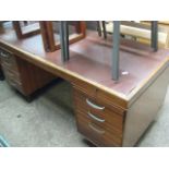 (2107) Oak double pedestal desk