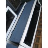 3 wooden blue and white painted troughs