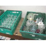 2 crates of various glassware, vases, etc.