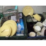 2 trays of various kitchenware, crockery, glassware, etc.