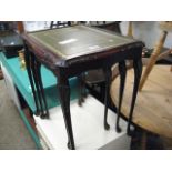 (2195) Mahogany and leather inlaid nest of 3 tables