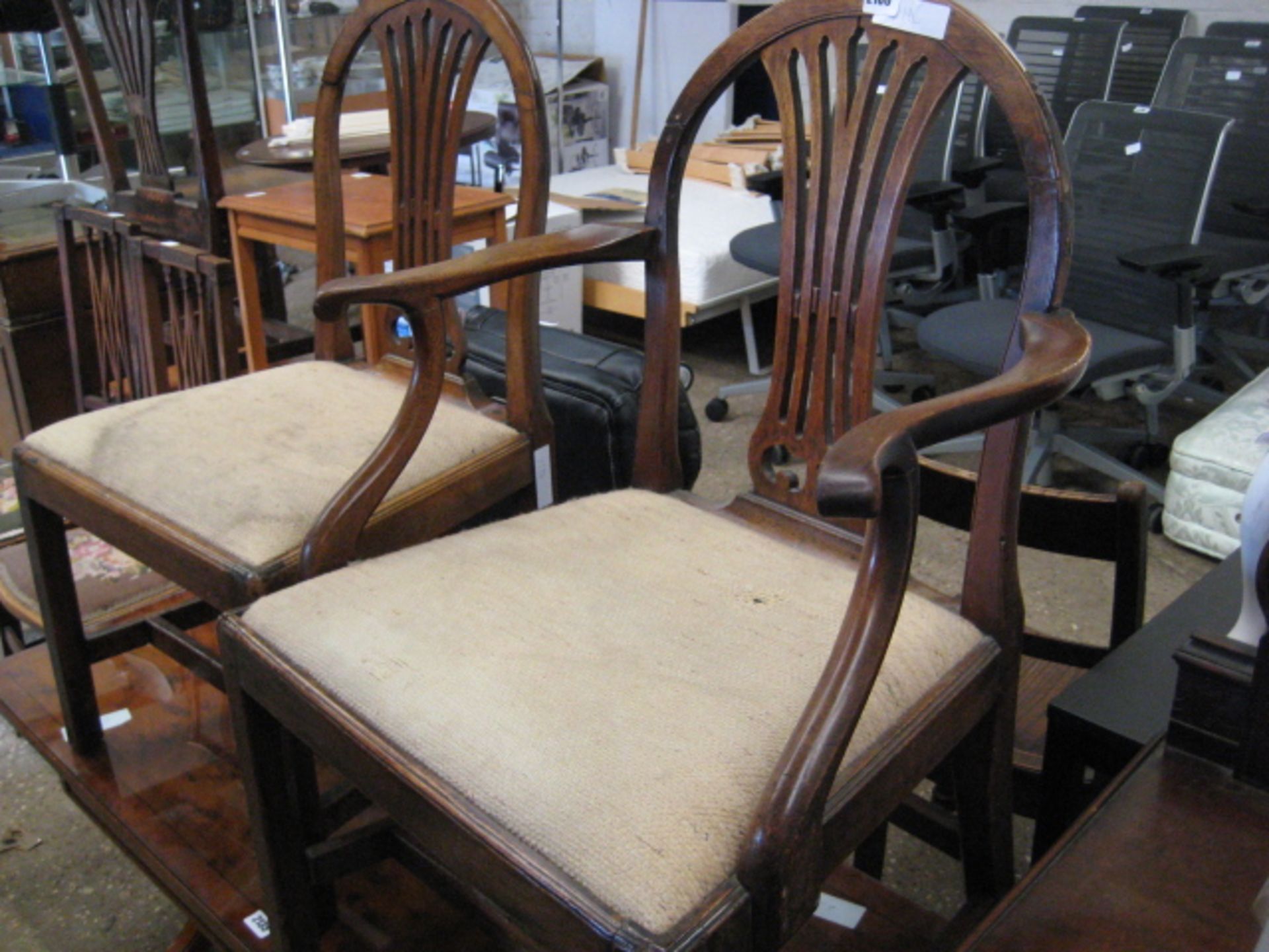 2 fiddle back chairs