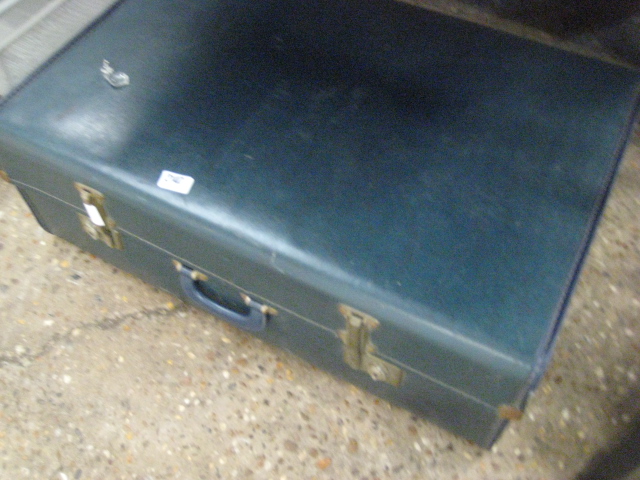 Blue fibre board vintage suitcase