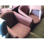 Pair of maroon fleck upholstered tub style bar seats by Ace Contract Furniture