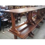 3 dark stained pine 4 seater restaurant tables