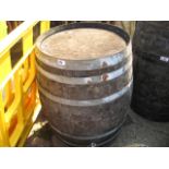 (1191) Wooden metal banded oak barrel