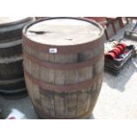 (1190) Wooden metal banded oak barrel