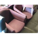 Pair of maroon fleck upholstered tub style bar seats by Ace Contract Furniture (AF)