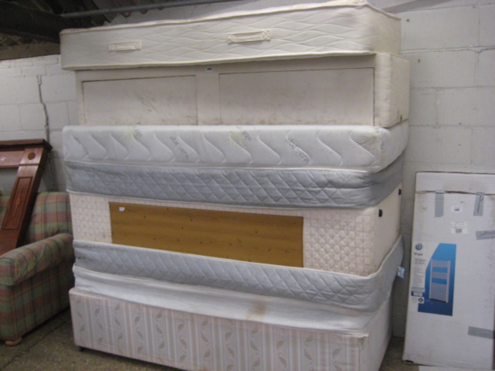 (2169) 3 single divan type beds and mattresses