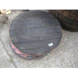 5 wooden barrel tops