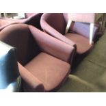 Pair of maroon fleck upholstered tub style bar seats by Ace Contract Furniture