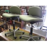 (2163) Pair of light green upholstered swivel chairs