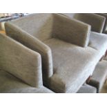 Pair of charcoal upholstered tub style restaurant seats