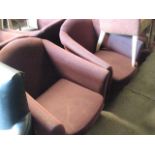 Pair of maroon fleck upholstered tub style bar seats by Ace Contract Furniture