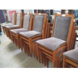 20 wooden framed brown upholstered Morgan stackable restaurant chairs