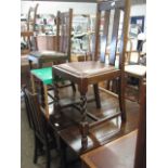 Oak extending dining table and set of 4 slat back chairs