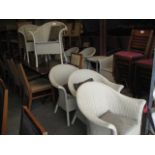 5 Lloyd Loom off white tub style dining chairs