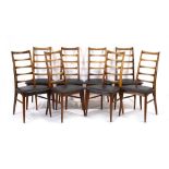 Niels Koefoed for Koefoeds Hornslet, a set of eight 1960's rosewood Lis chairs with black seats,