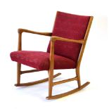 A 1950/60's Danish beech and upholstered rocking chair *Sold Subject to our Soft Furnishings