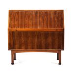 A 1960's Danish rosewood and crossbanded bureau by Bernhard Pederson & Sons,