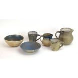 Six pieces of turquoise glazed studio pottery,